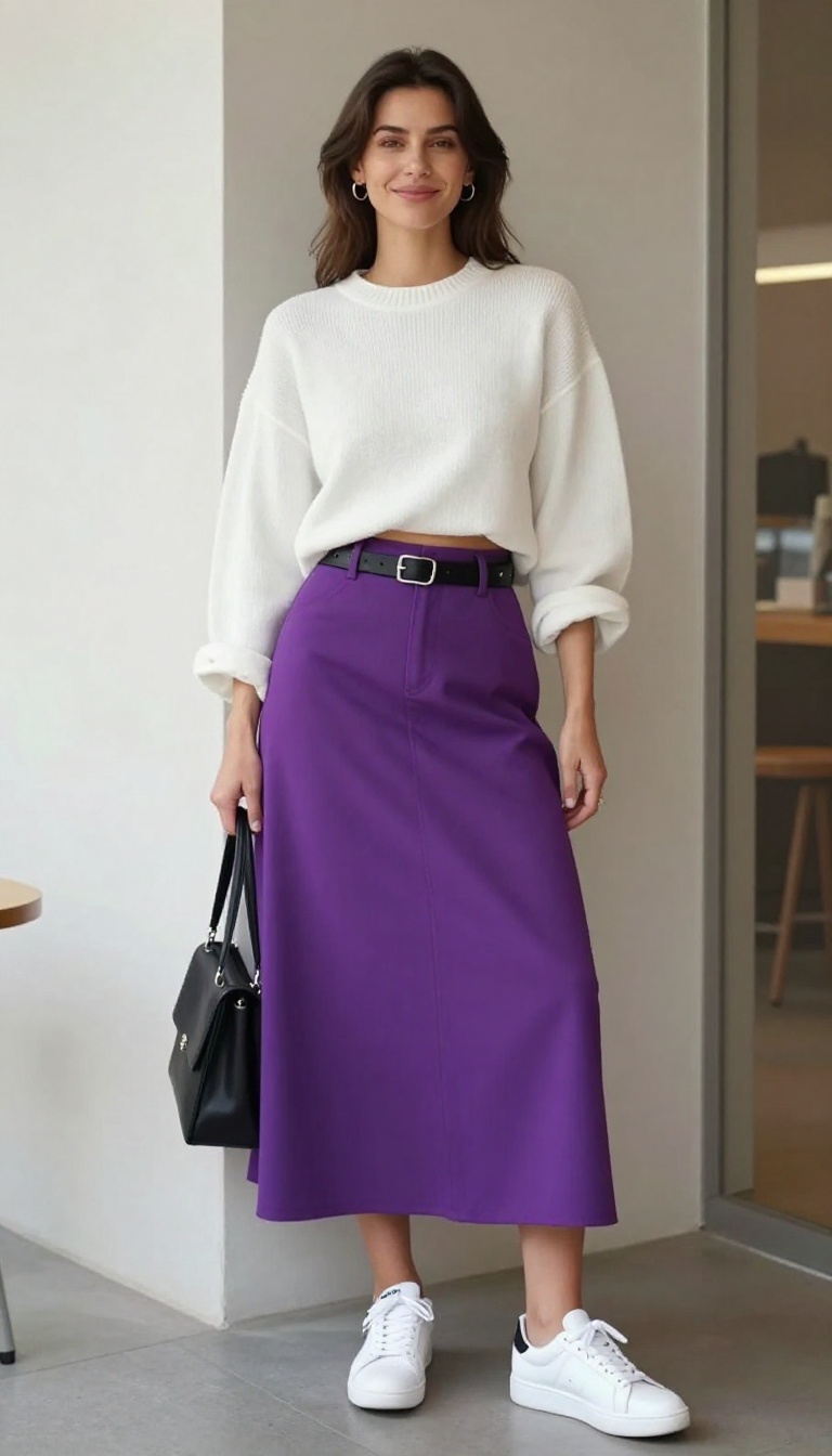 12. Crop Top with a High-Waisted Skirt