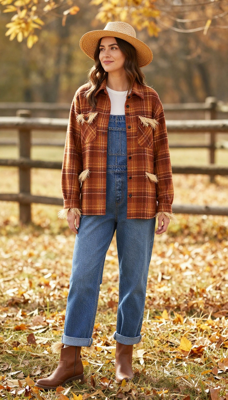10. Scarecrow: Flannel + Straw Hat