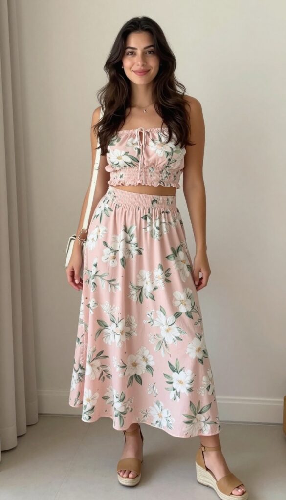 5. Two-Piece Trend: Crop Top and High-Waisted Skirt