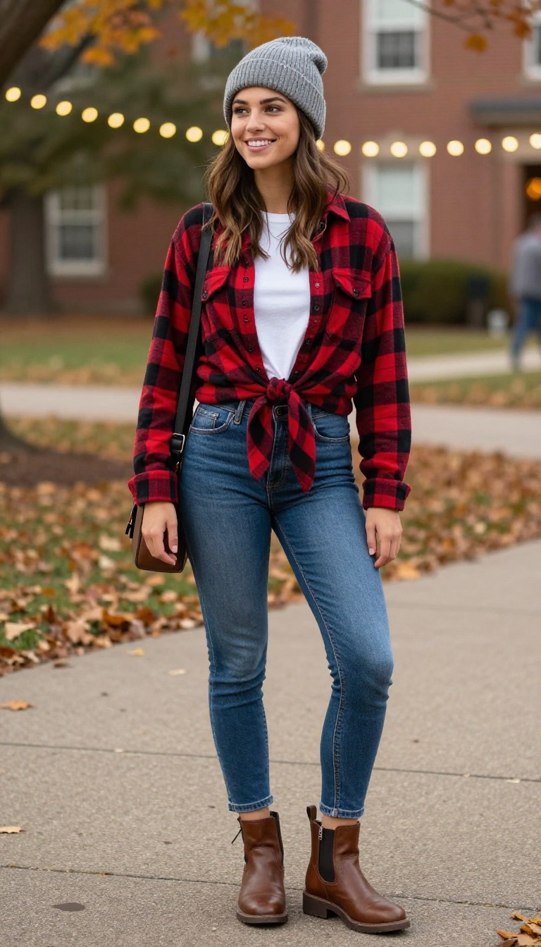3. Cozy Flannel and Jeans: Lumberjack Chic