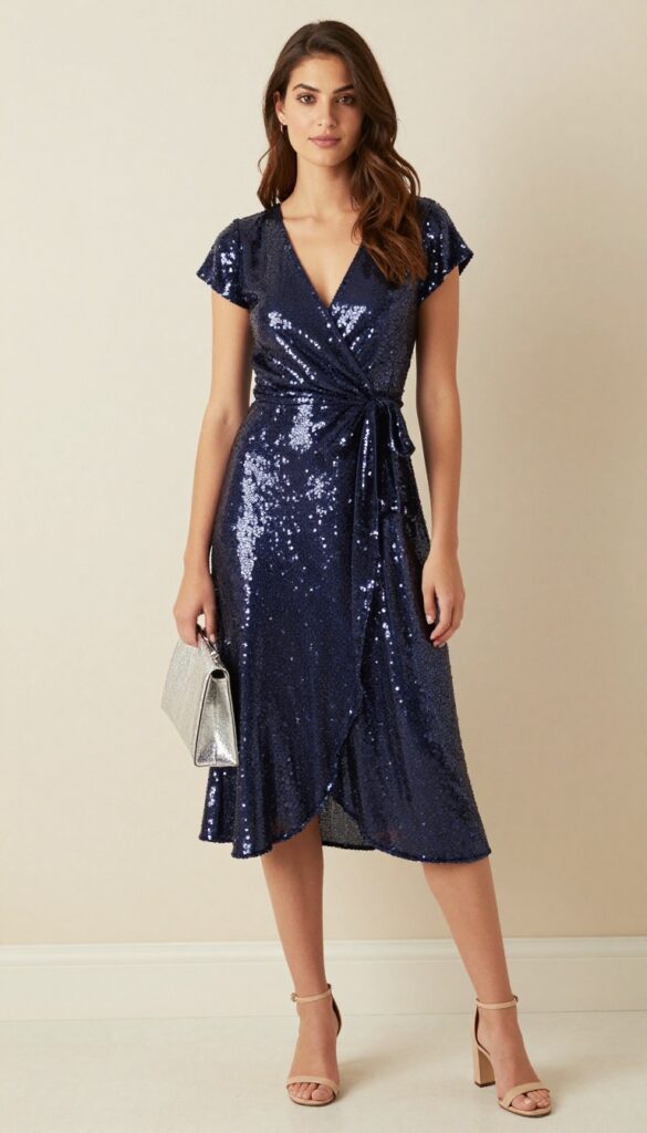 10. Sequin Wrap Dress with a V-Neck