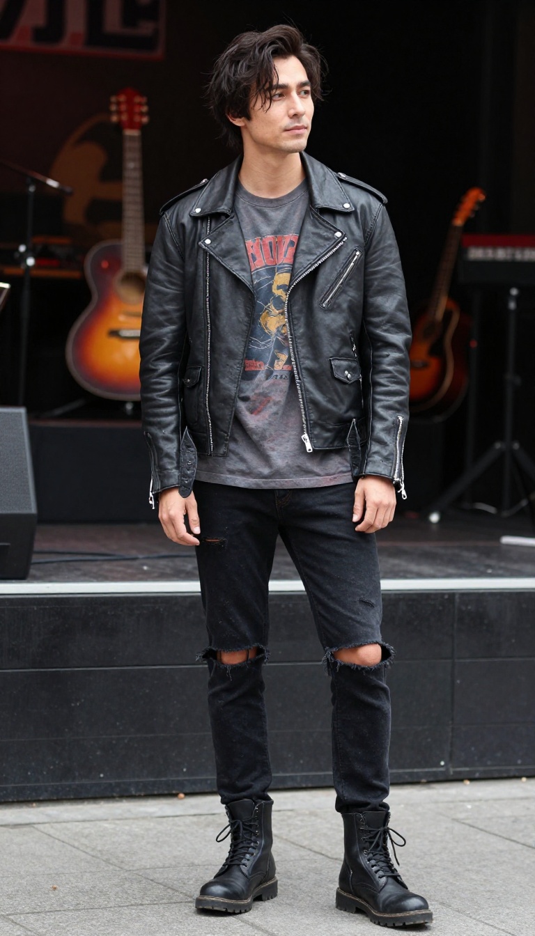3. The Rocker Tee and Leather Jacket