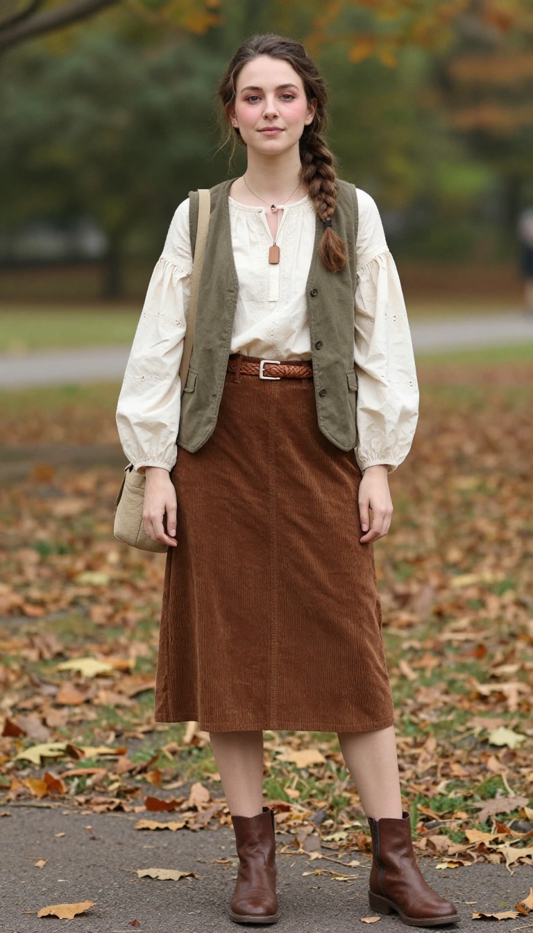 10. Anna's Corduroy Skirt and Peasant Blouse