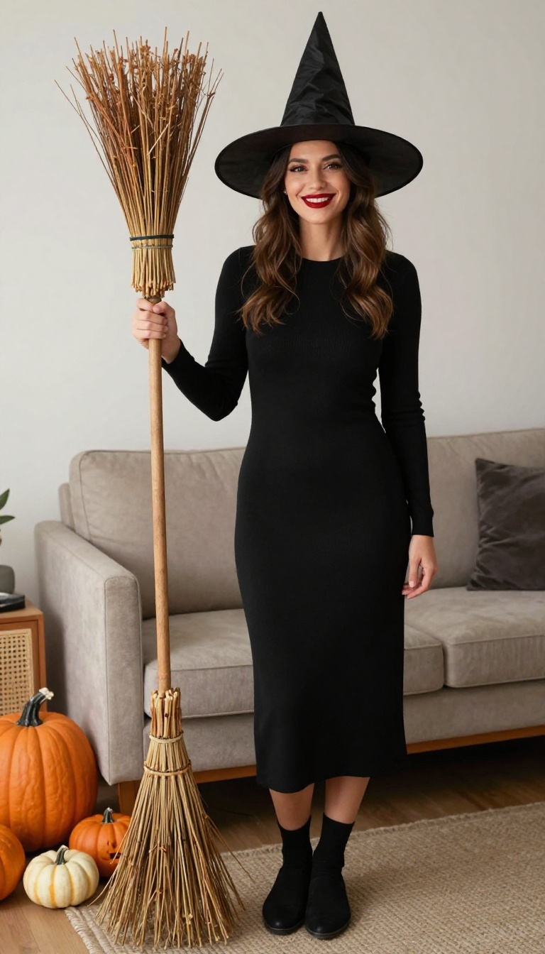 4. Witch: Everyday Black Outfit with a Pointy Hat