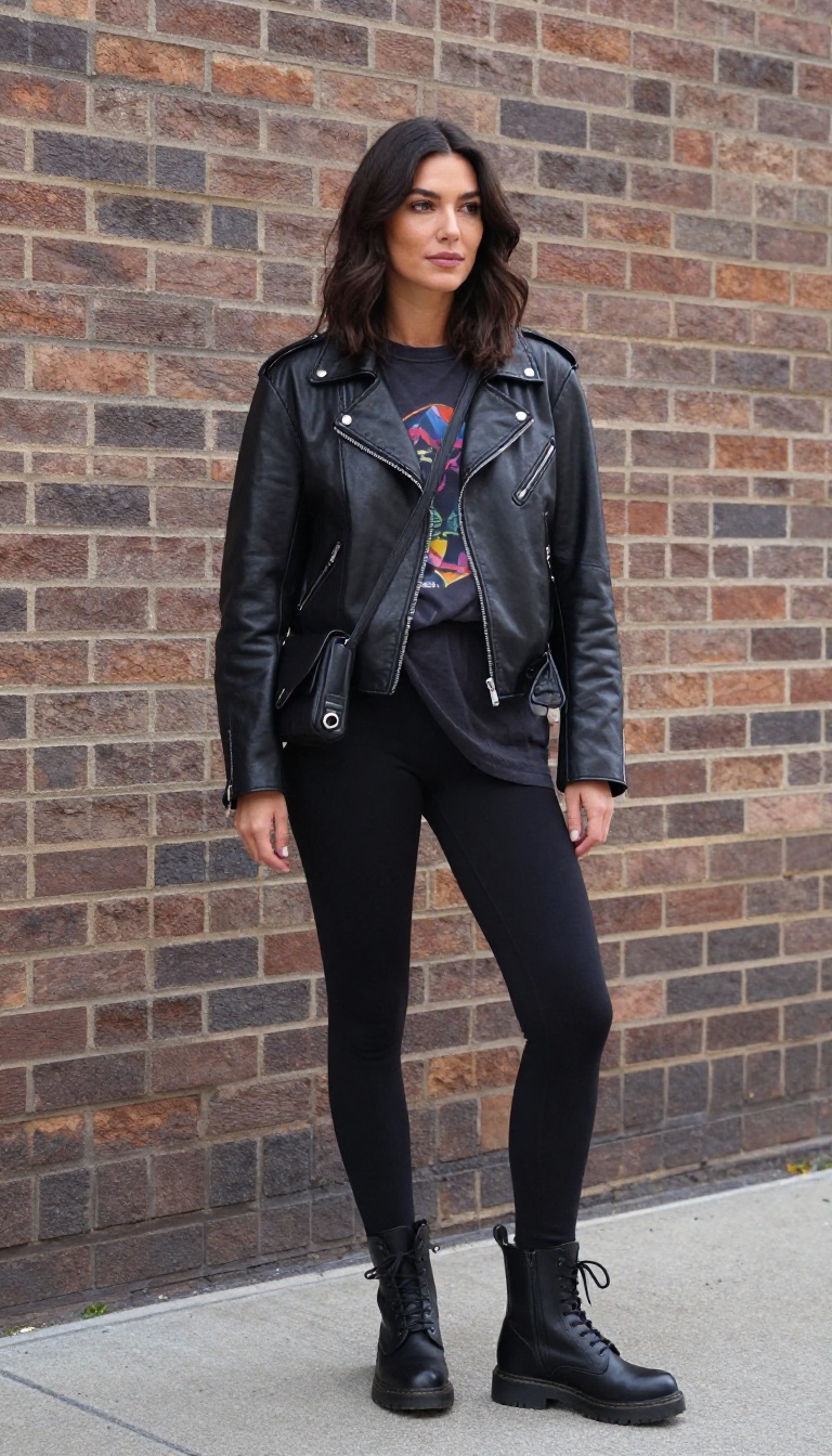 4. Leather Jacket and Leggings