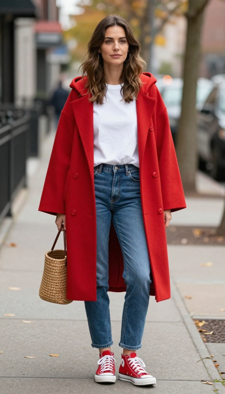 5. Little Red Riding Hood: Red Cape + Denim