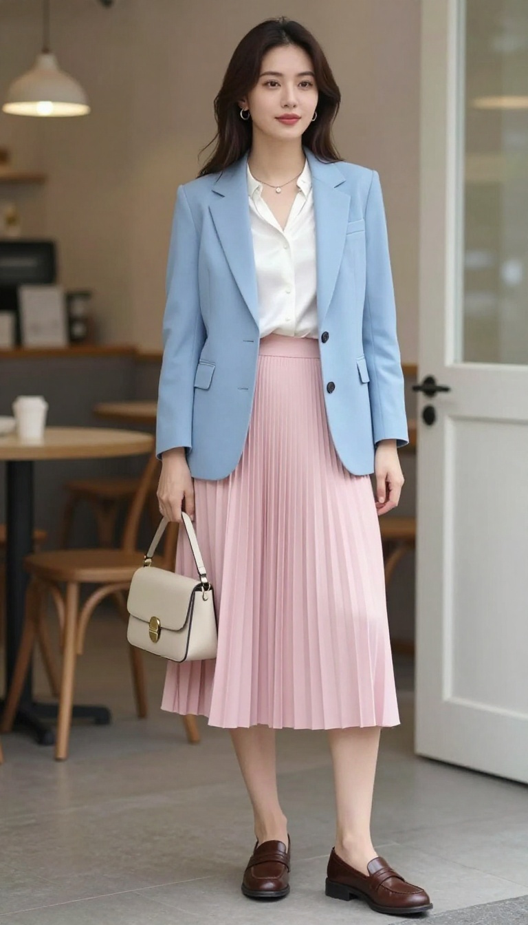 6. Pleated Skirt and Blazer