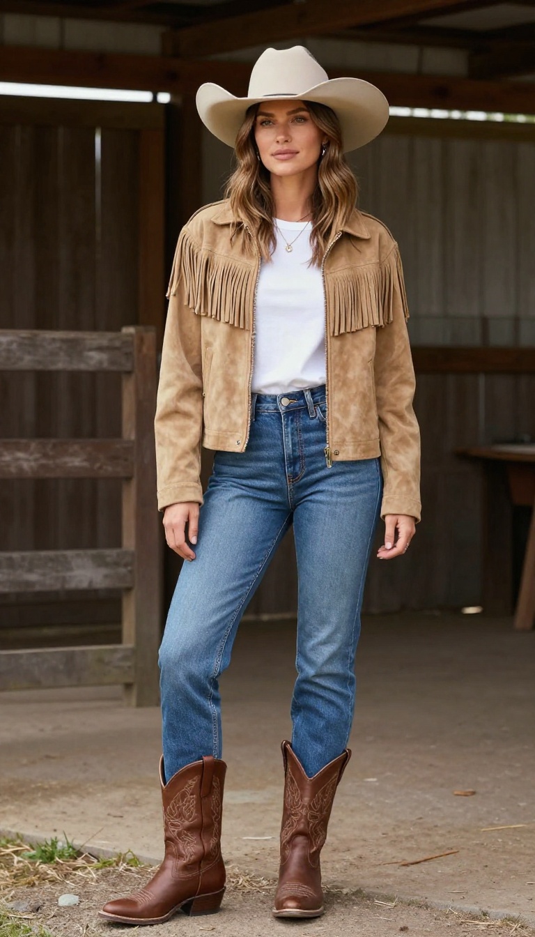 7. The Cowboy: Fringe Jacket & Western Boots