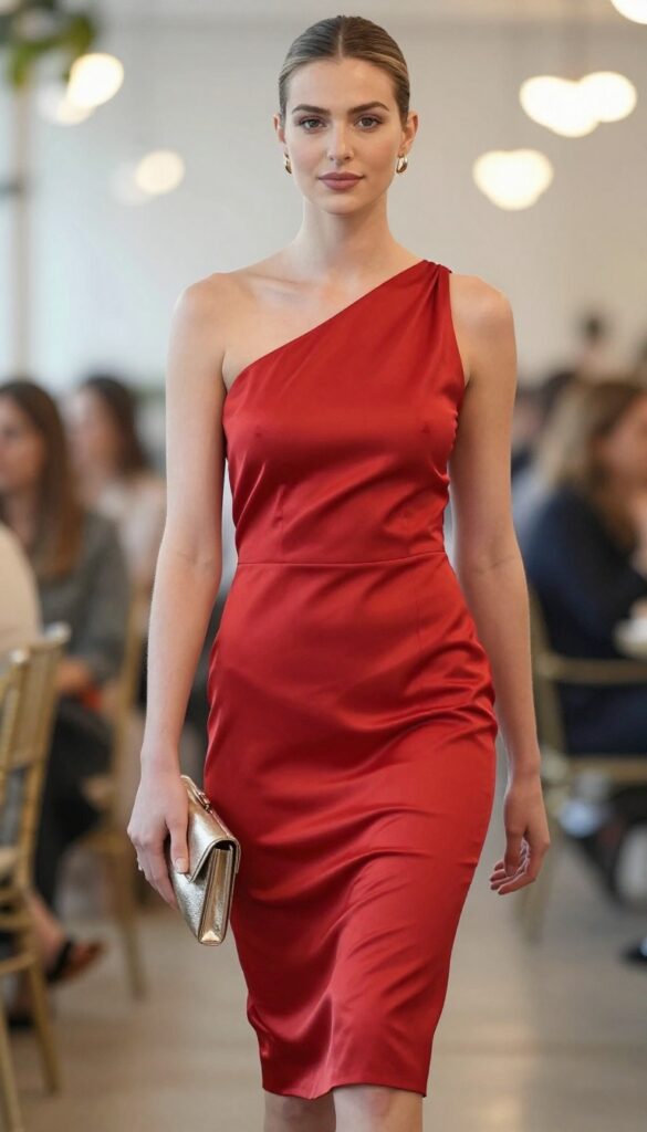8. One-Shoulder Stunner: Asymmetric Red for a Modern Twist
