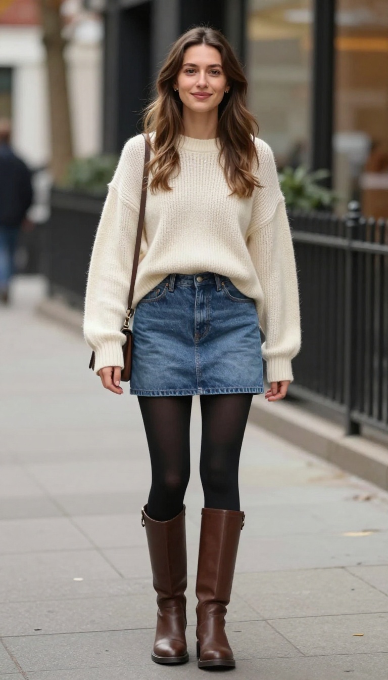 9. Mini Skirt and Oversized Sweater