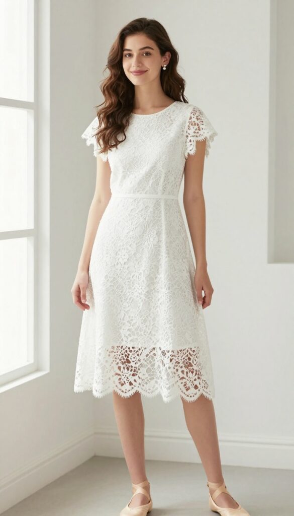 4. Romantic Lace Dress with Flutter Sleeves