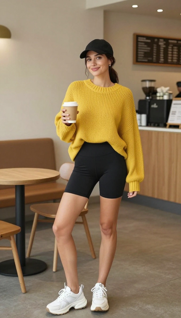 8. Bike Shorts and an Oversized Sweater
