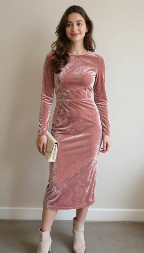 12. Rose Pink Velvet Midi