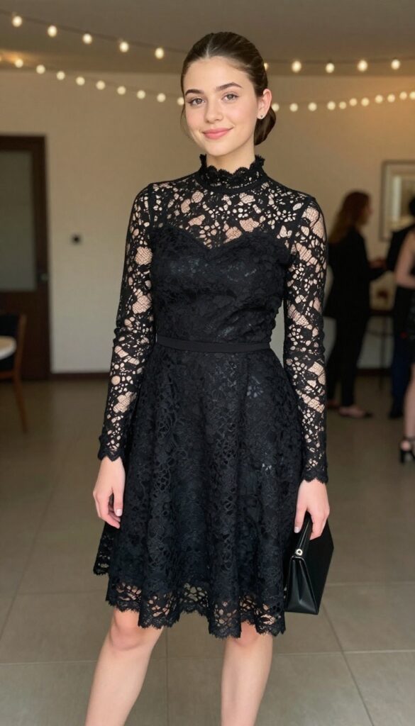 3. Black Lace Dress with a Modern Twist