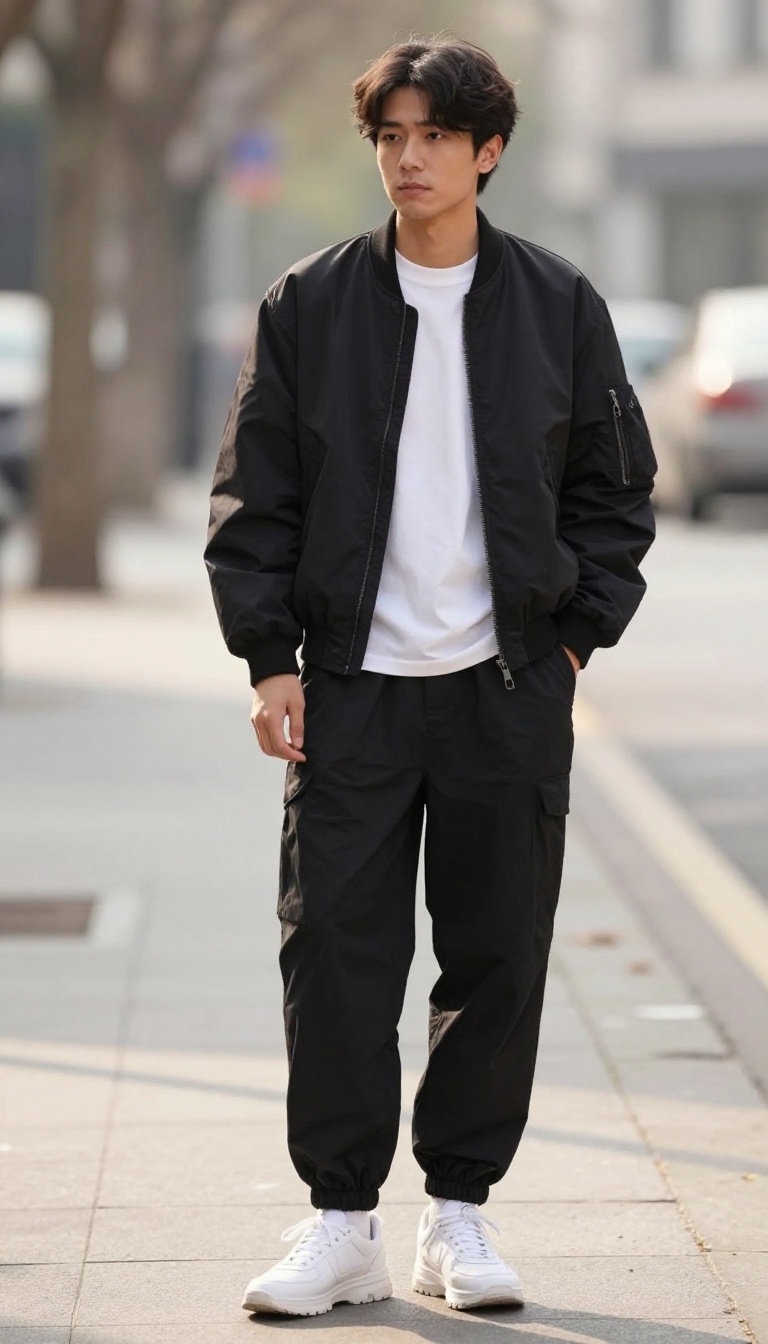 10. The Parachute Pants and Bomber Jacket Outfit
