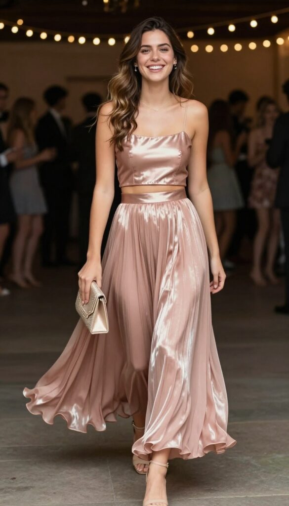 4. Two-Piece Set with a Crop Top and Flowy Skirt