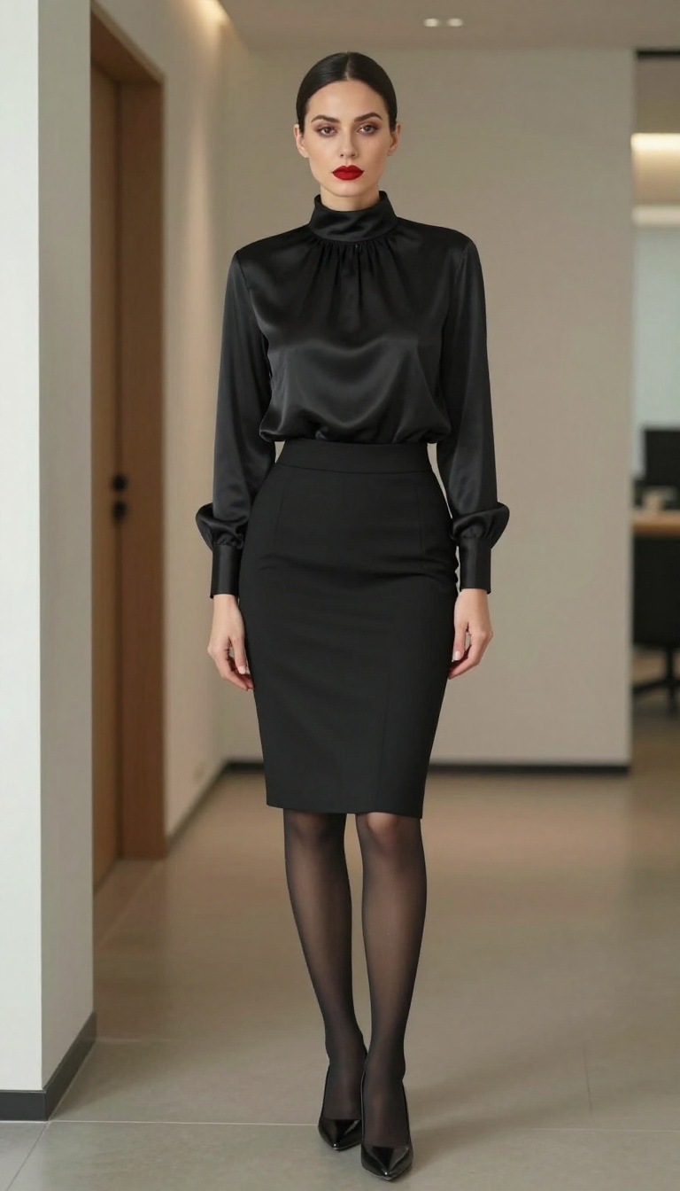 5. Office Undead: Dark Blouse & Pencil Skirt