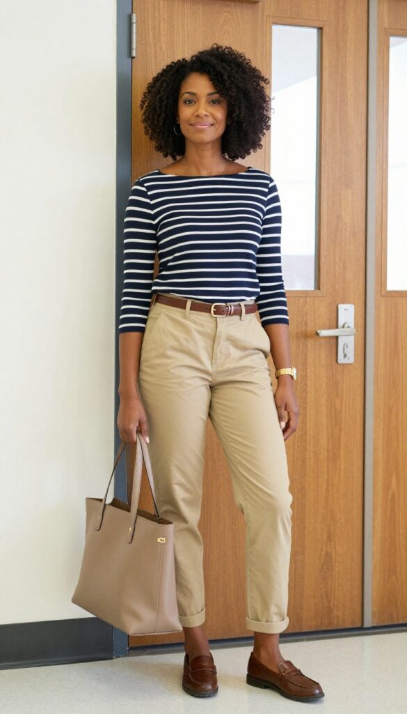 12. Chinos & a Striped Boatneck Top