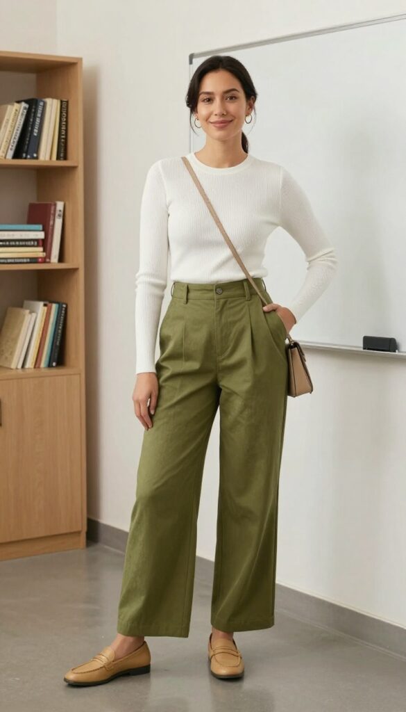 8. The Wide-Leg Pants and Fitted Top Balance