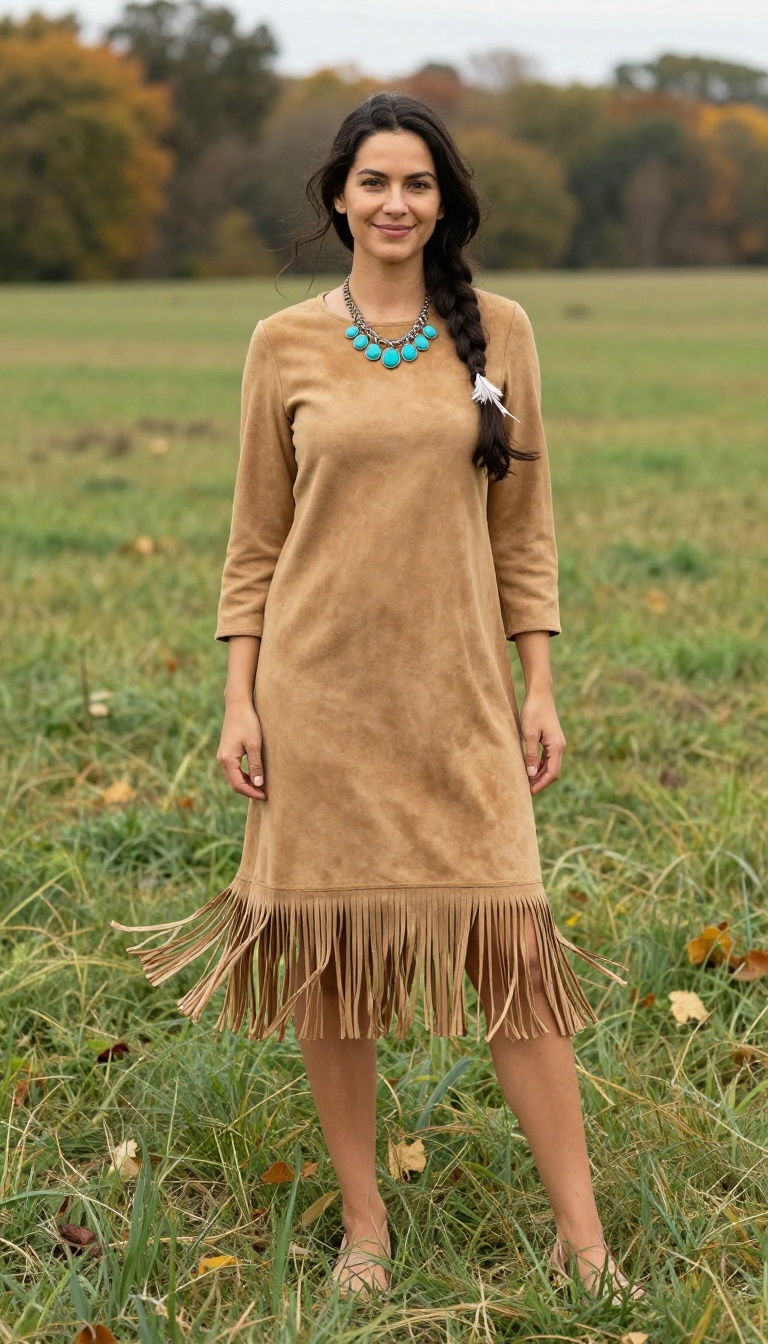 13. Pocahontas's Suede Dress with Fringe