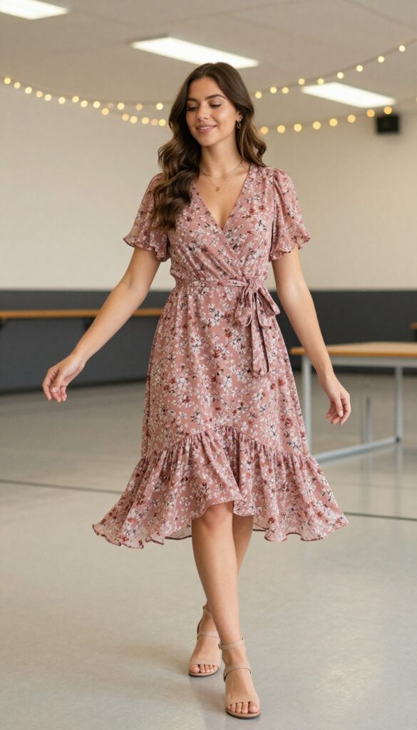 2. Flowy Wrap Dress for Easy Movement