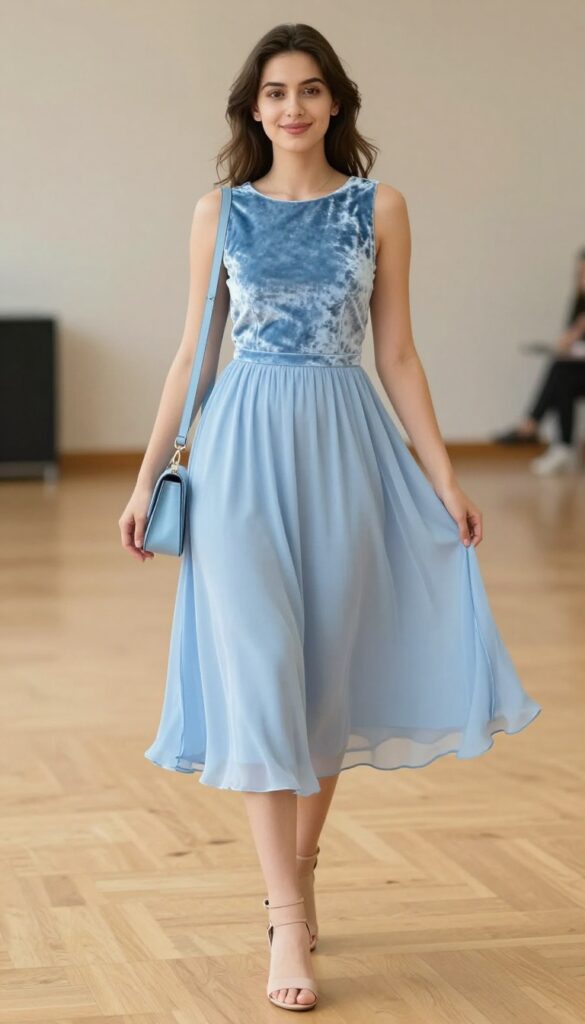 7. Velvet Bodice with Chiffon Skirt