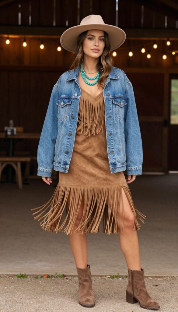 5. Boho Beauty: Suede and Fringe