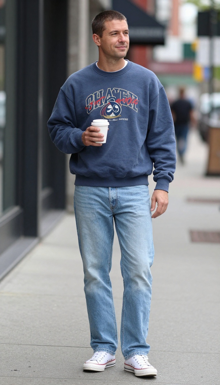10. The Graphic Sweatshirt and Jeans