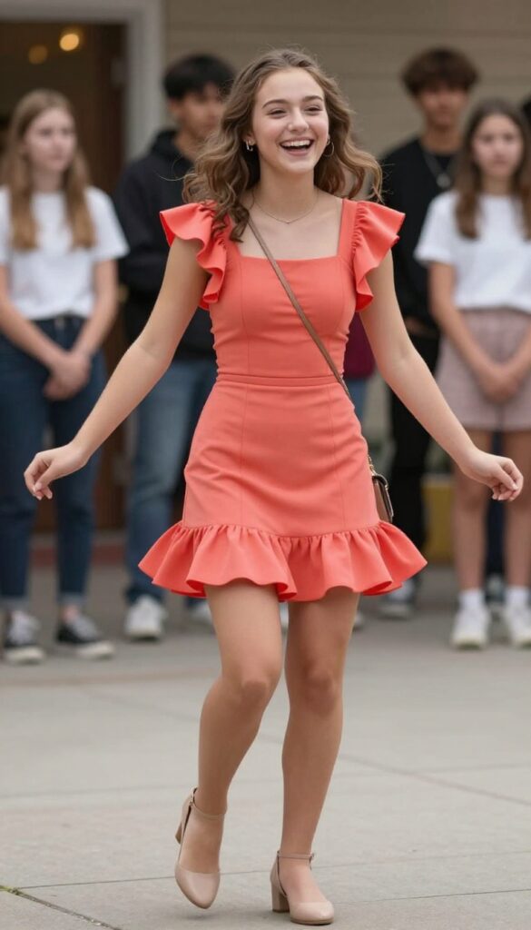 11. Ruffle-Hem Dress with a Comfortable Stretch