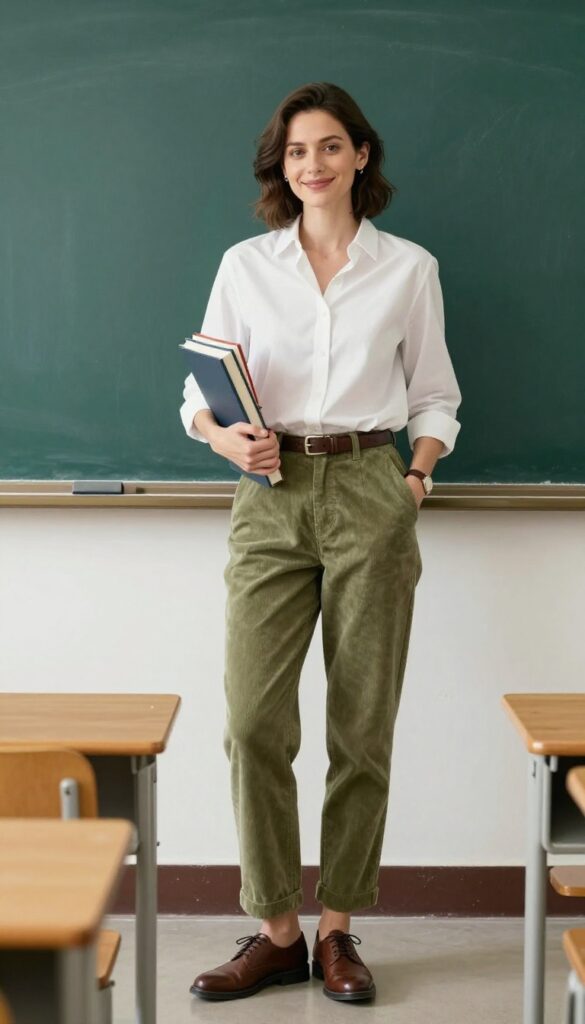 7. Button-Down Shirt + Corduroy Pants + Oxford Shoes