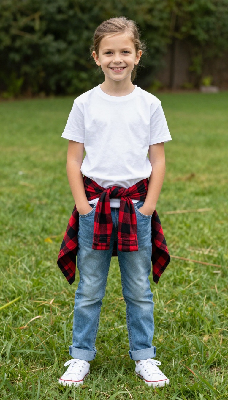 9. Plaid Shirt Tied at the Waist and Rolled Jeans