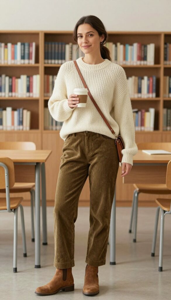 9. Corduroy Pants and a Cozy Sweater