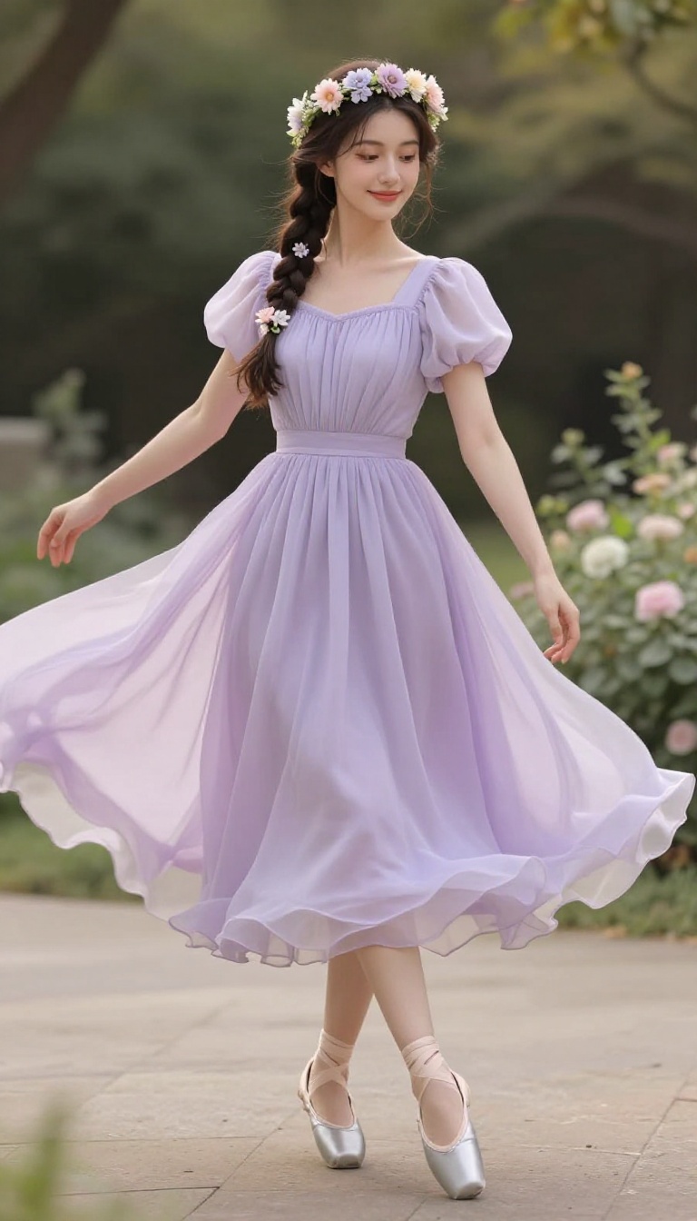 7. Rapunzel's Purple Dress with a Flower Crown