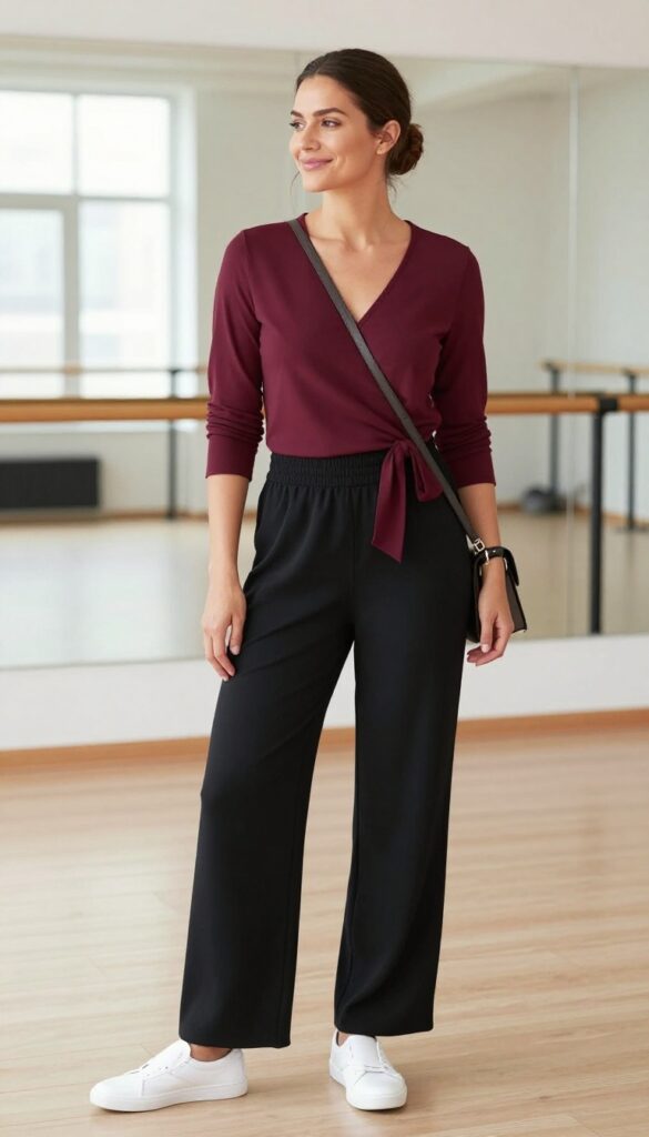 2. Wrap Top and Wide-Leg Pants