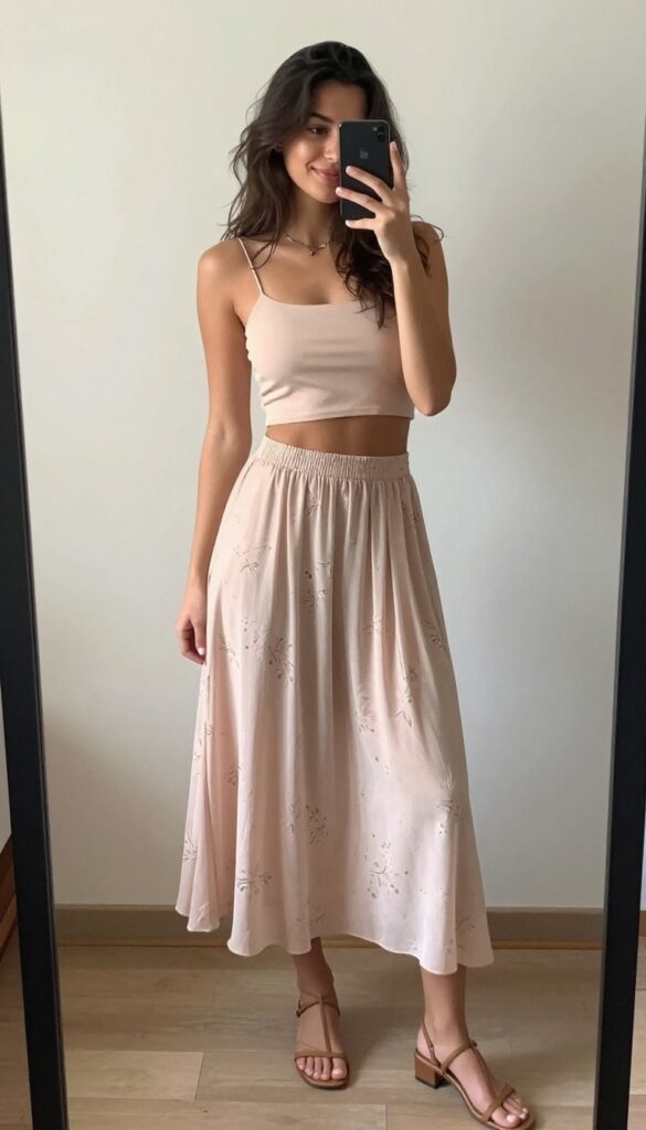 10. Chic Two-Piece Set with Flowing Skirt