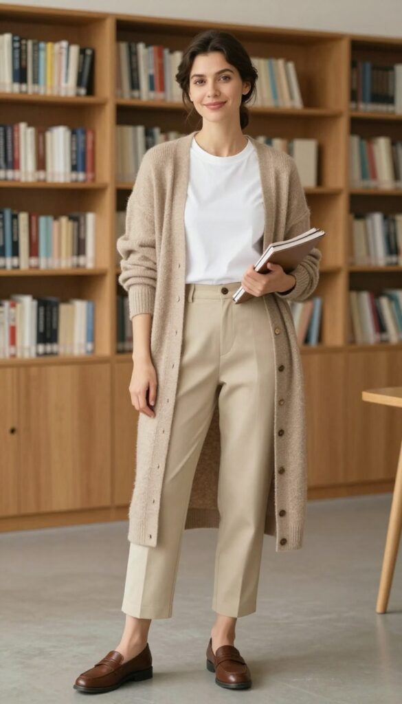 7. The Cardigan and Cropped Trousers Look