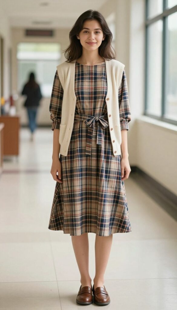 8. Preppy Plaid Dress with a Bow