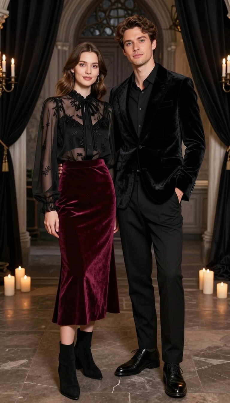 9. Vampire Couple in Sheer and Velvet