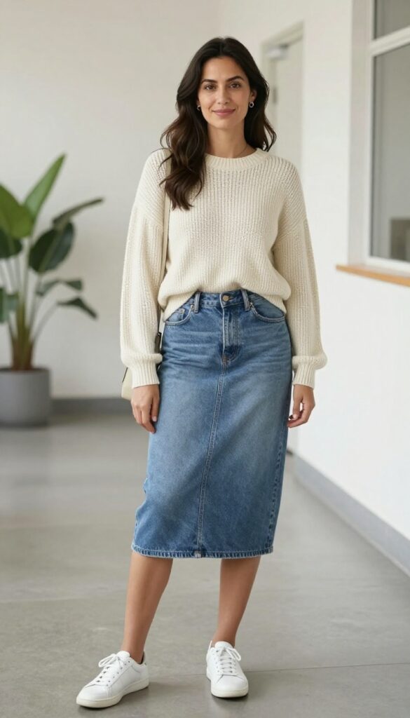 6. The Denim Skirt and Sweater