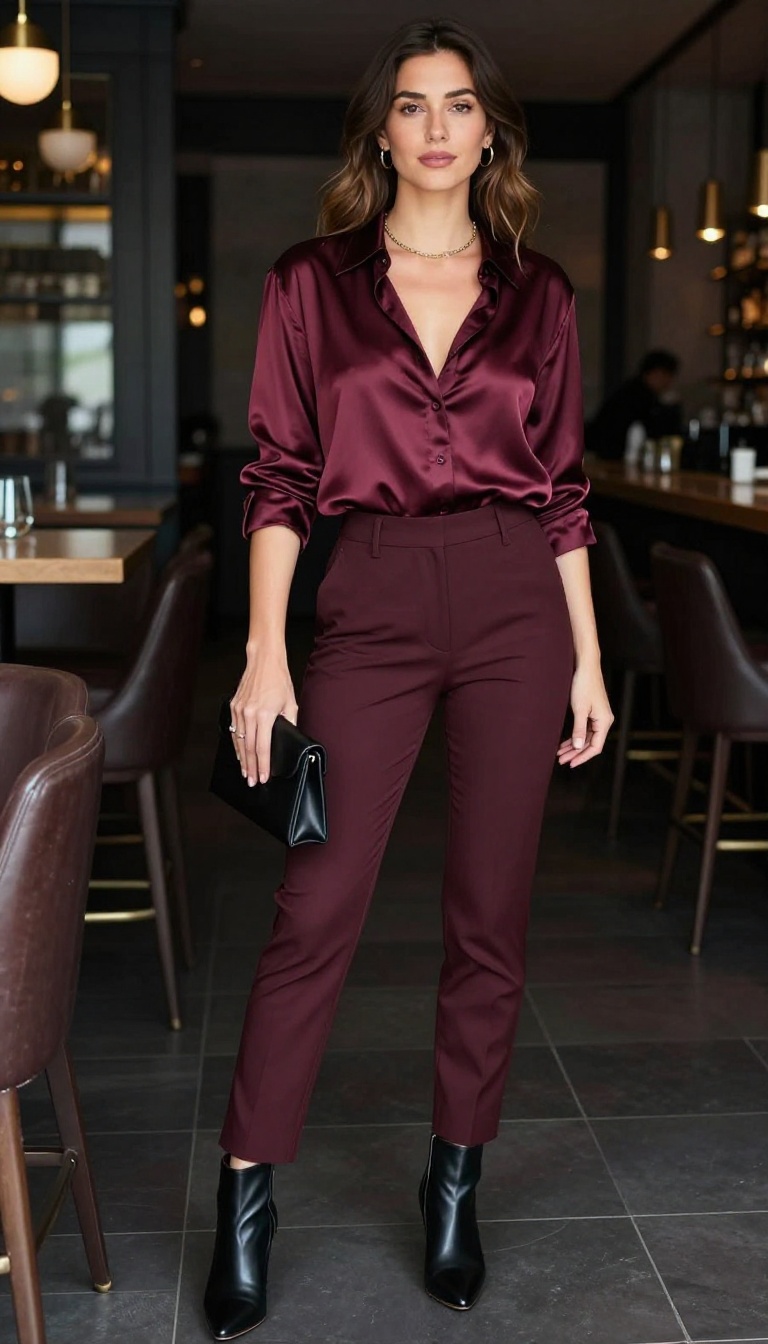 3. Monochrome Burgundy Moment