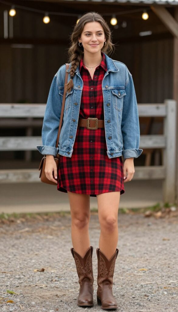 7. Cowgirl Chic: Plaid and Denim
