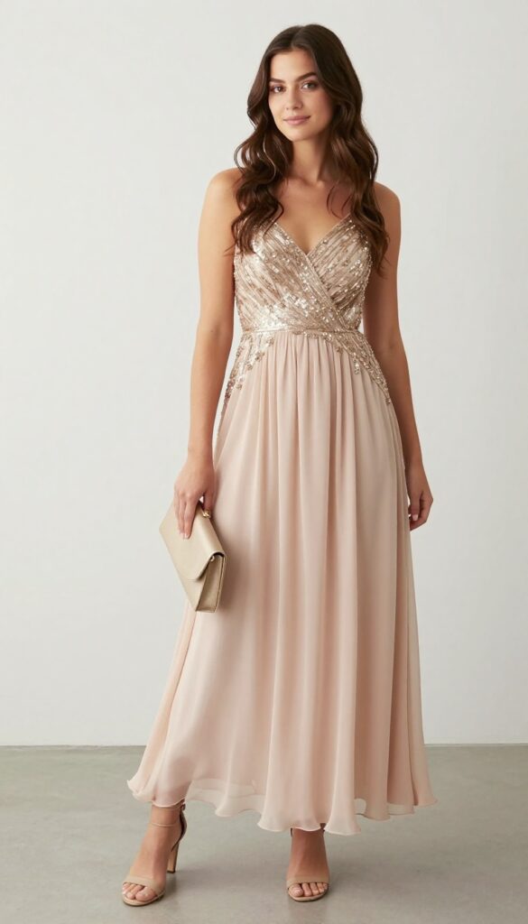 8. Embellished Bodice with a Flowing Skirt