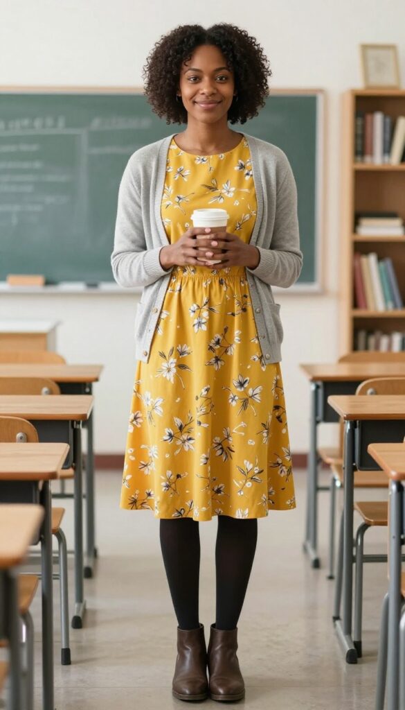 11. A-Line Dress & Cardigan