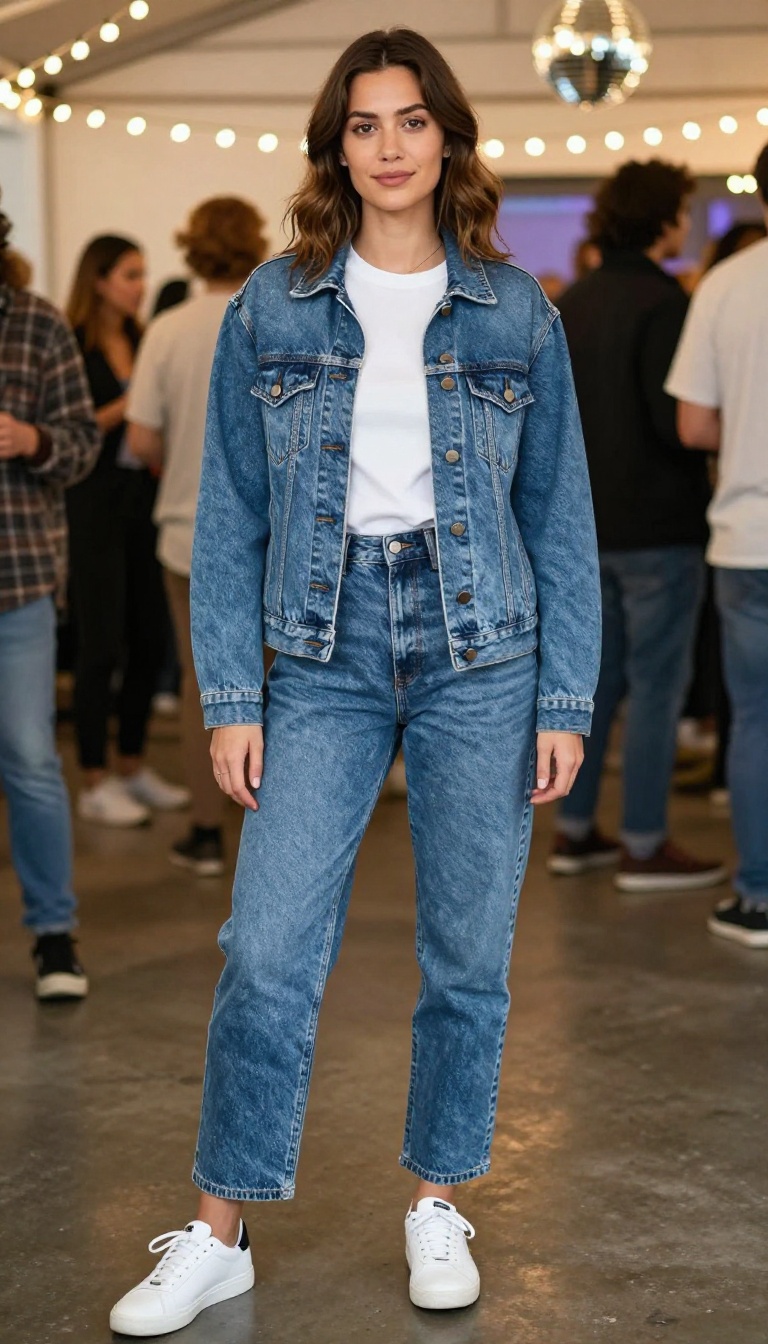 6. Denim on Denim: Acid-Wash Jacket and Jeans