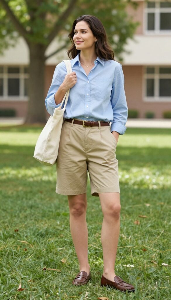 9. Chino Shorts + Button-Down Shirt + Loafers