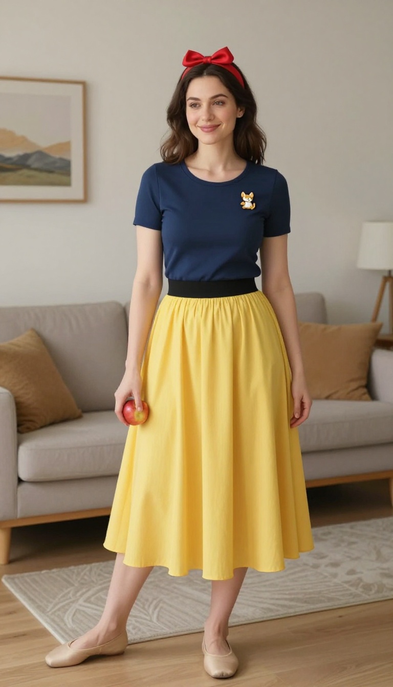 5. Snow White's Classic Red, Blue, and Yellow