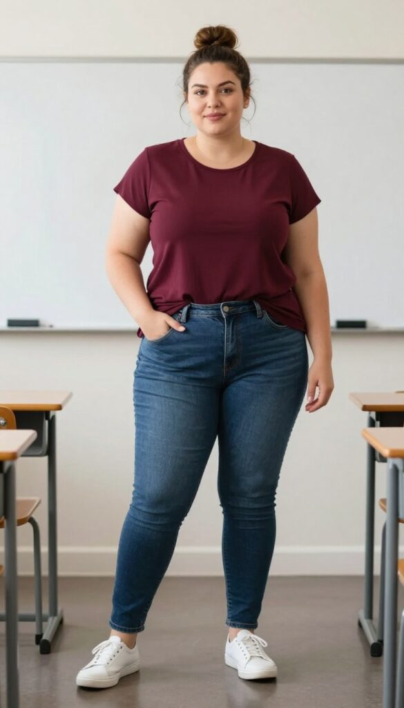 4. The High-Waisted Jeans with a Tunic Top