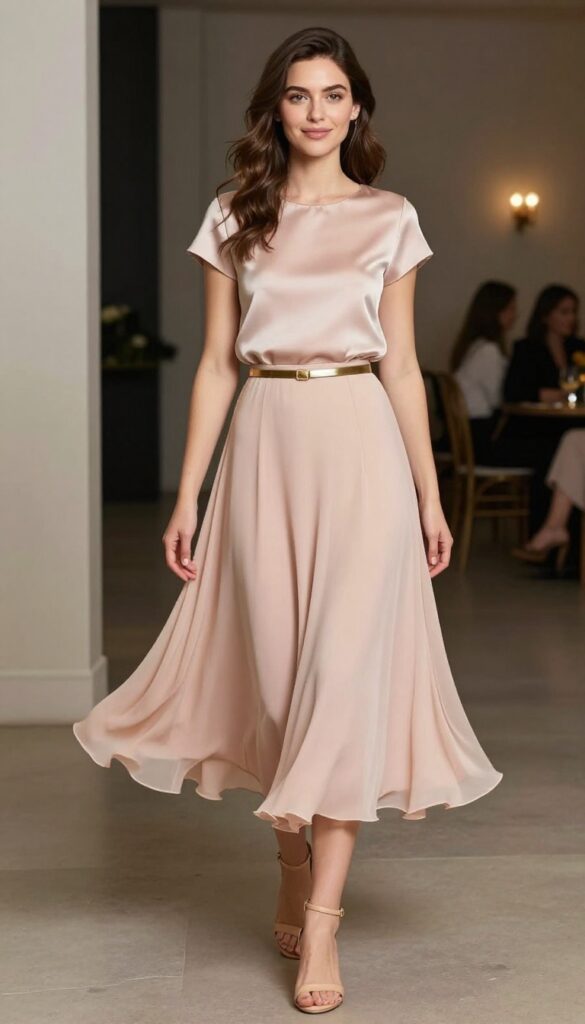 10. Chic Two-Piece Set with Long Skirt