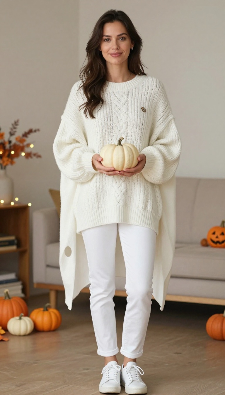 9. Cozy Ghost in a Chunky Knit Sweater