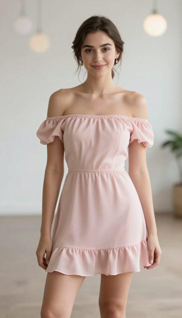 5. Off-the-Shoulder Dress with a Ruffled Hem